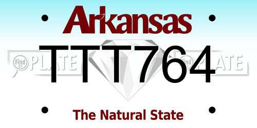 TTT764 Arkansas License Plate