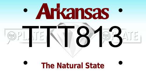 TTT813 Arkansas License Plate