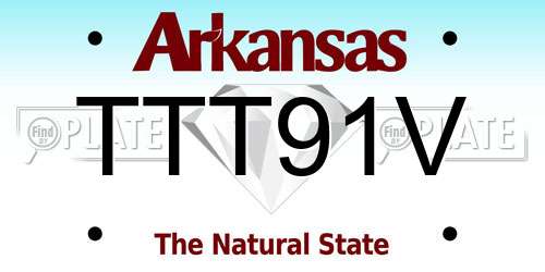 TTT91V Arkansas License Plate