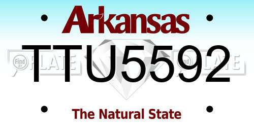 TTU5592 Arkansas License Plate