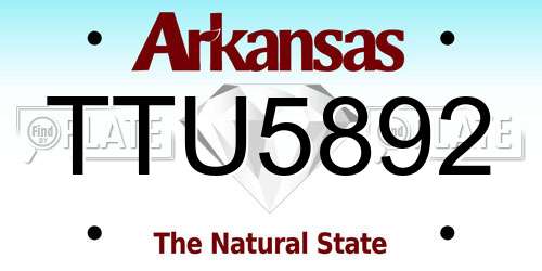 TTU5892 Arkansas License Plate