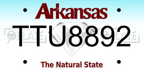 TTU8892 Arkansas License Plate