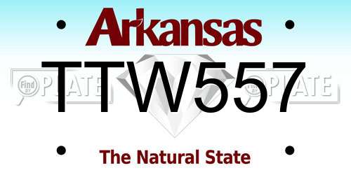 TTW557 Arkansas License Plate