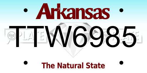 TTW6985 Arkansas License Plate
