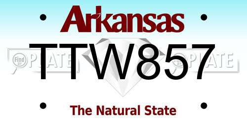 TTW857 Arkansas License Plate