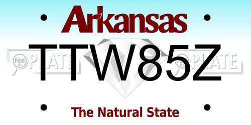 TTW85Z Arkansas License Plate
