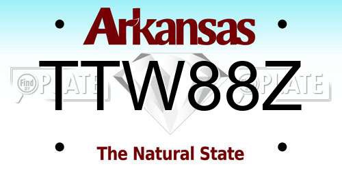 TTW88Z Arkansas License Plate