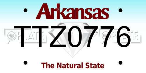 TTZ0776 Arkansas License Plate