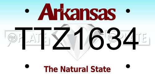 TTZ1634 Arkansas License Plate