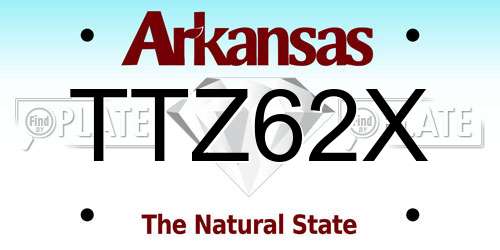 TTZ62X Arkansas License Plate