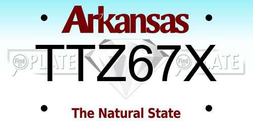 TTZ67X Arkansas License Plate