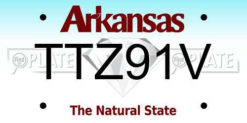 TTZ91V Arkansas License Plate