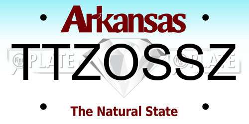 TTZOSSZ Arkansas License Plate