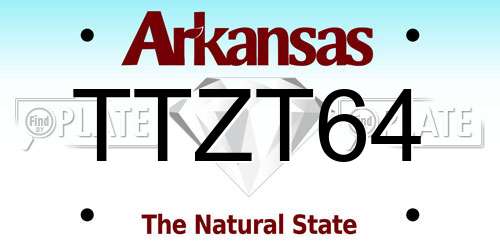TTZT64 Arkansas License Plate