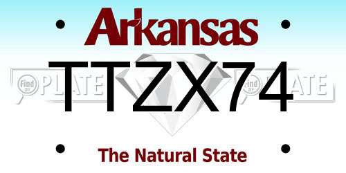 TTZX74 Arkansas License Plate