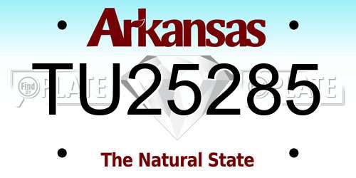 TU25285 Arkansas License Plate