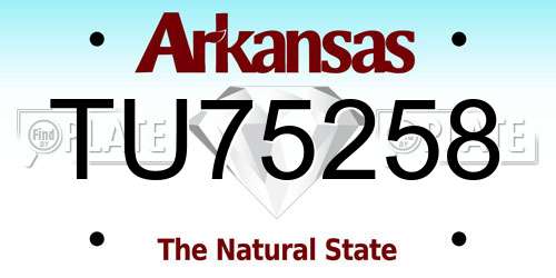 TU75258 Arkansas License Plate