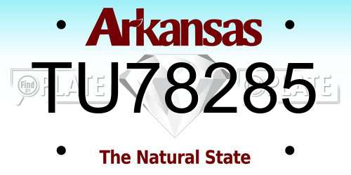 TU78285 Arkansas License Plate