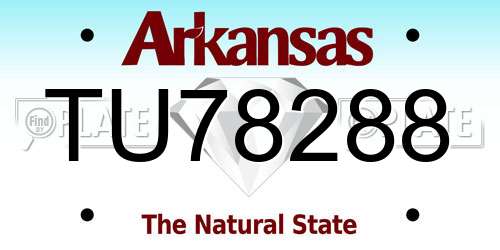 TU78288 Arkansas License Plate