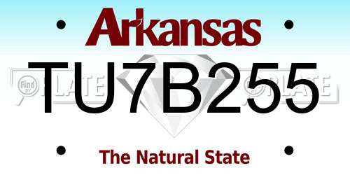 TU7B255 Arkansas License Plate