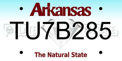 TU7B285 Arkansas License Plate