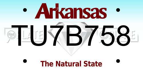TU7B758 Arkansas License Plate