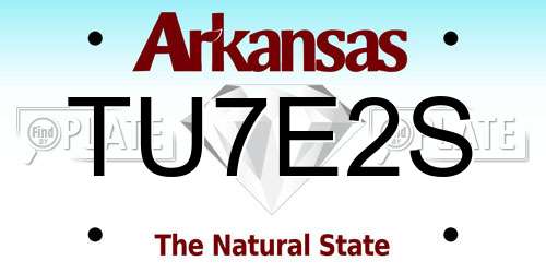 TU7E2S Arkansas License Plate