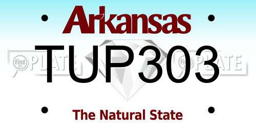 TUP303 Arkansas License Plate