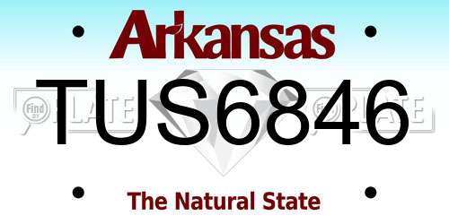 TUS6846 Arkansas License Plate