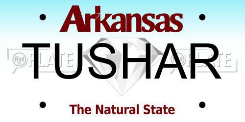 TUSHAR Arkansas License Plate