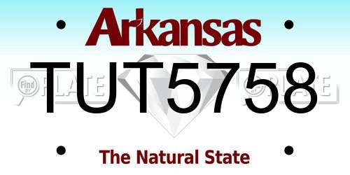 TUT5758 Arkansas License Plate