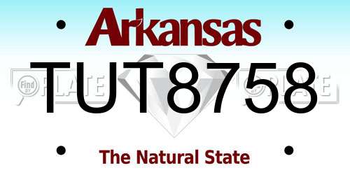 TUT8758 Arkansas License Plate