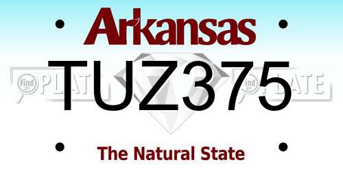 TUZ375 Arkansas License Plate