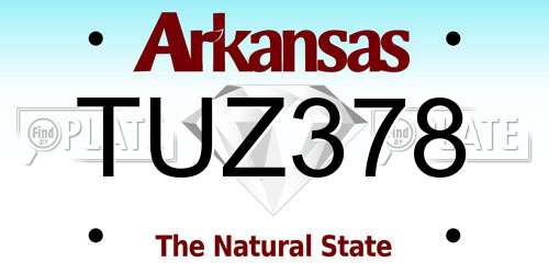 TUZ378 Arkansas License Plate
