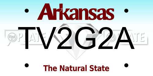 TV2G2A Arkansas License Plate