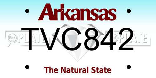 TVC842 Arkansas License Plate