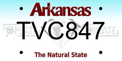 TVC847 Arkansas License Plate