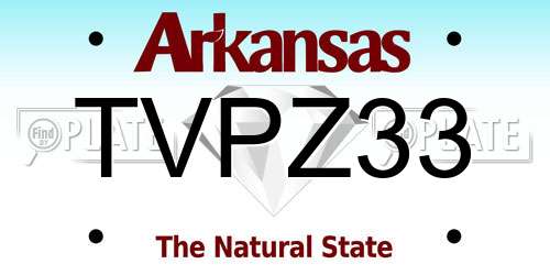 TVPZ33 Arkansas License Plate