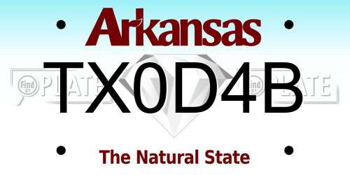 TX0D4B Arkansas License Plate