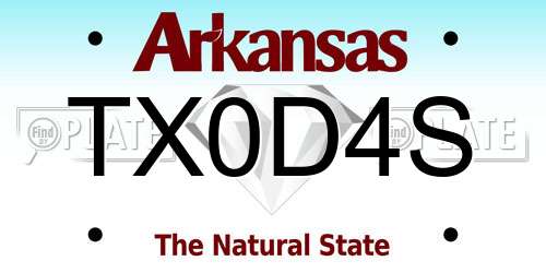 TX0D4S Arkansas License Plate