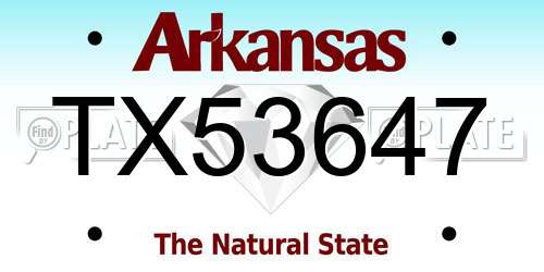 TX53647 Arkansas License Plate