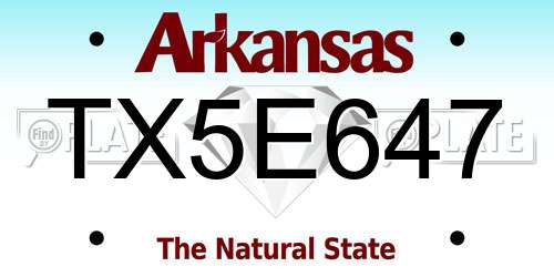 TX5E647 Arkansas License Plate
