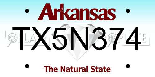 TX5N374 Arkansas License Plate