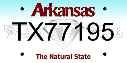TX77195 Arkansas License Plate