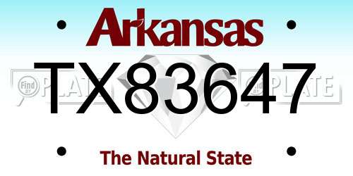 TX83647 Arkansas License Plate
