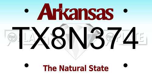 TX8N374 Arkansas License Plate
