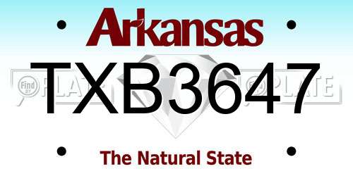 TXB3647 Arkansas License Plate