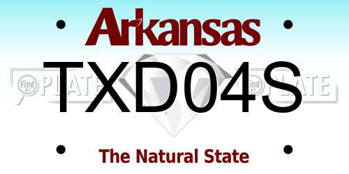 TXD04S Arkansas License Plate