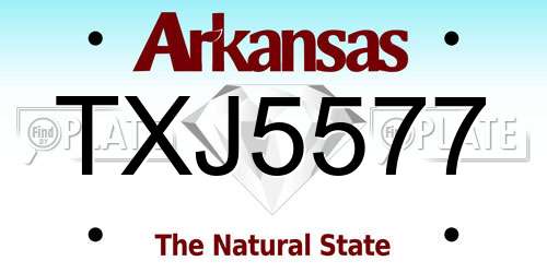 TXJ5577 Arkansas License Plate