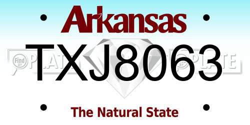 TXJ8063 Arkansas License Plate
